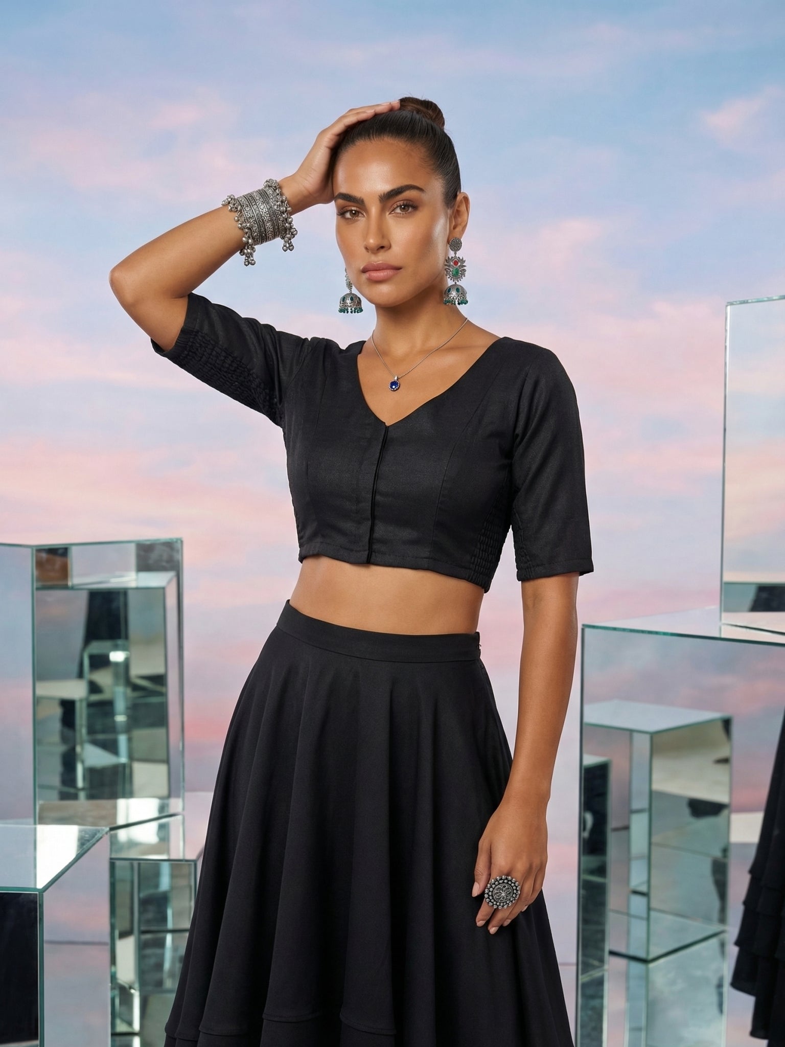 Cotton Blouse, Black