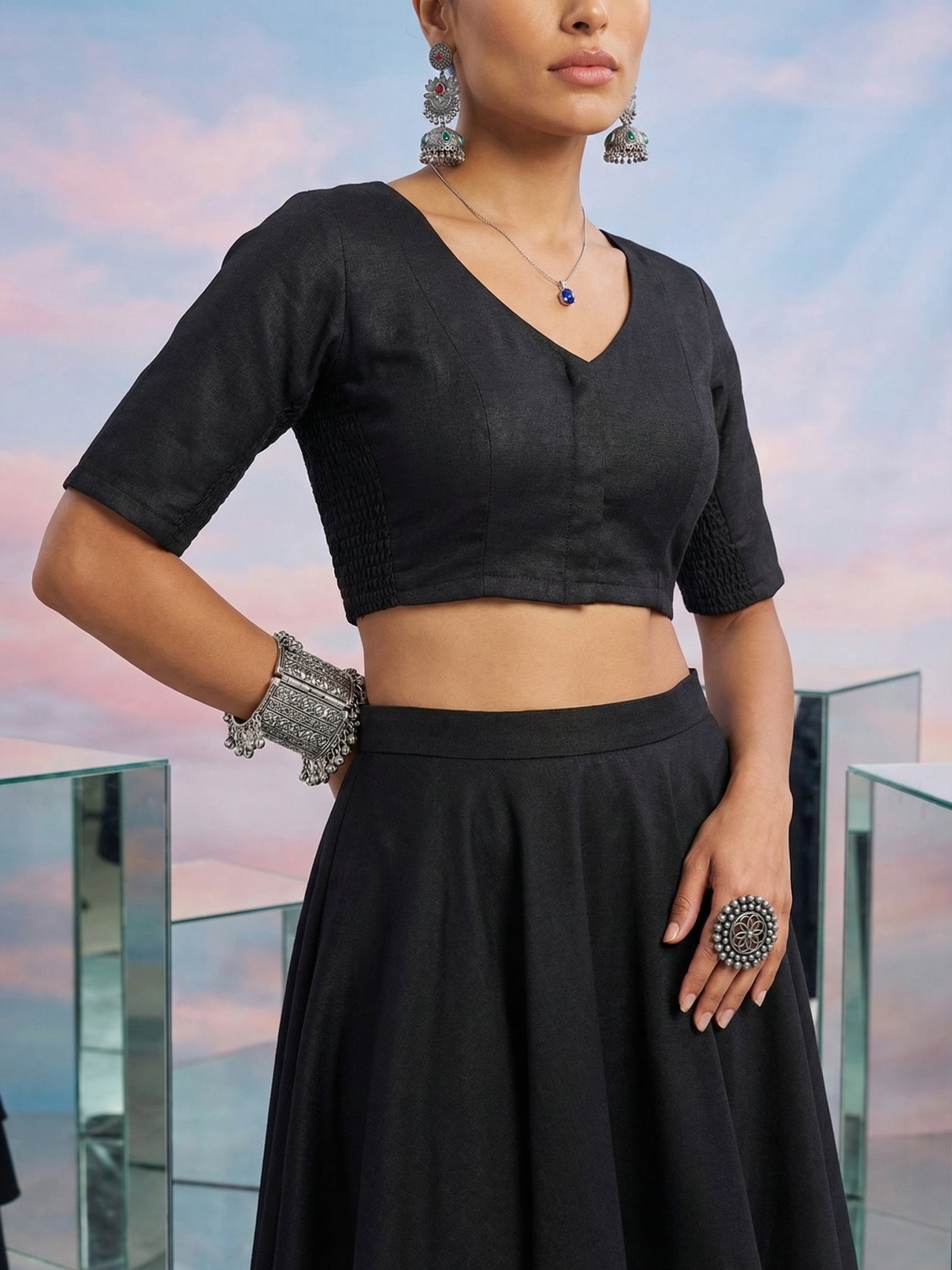 Cotton Blouse, Black