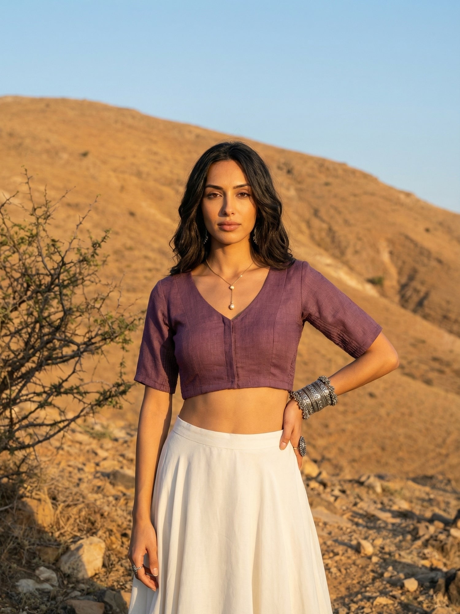 Cotton Blouse, Purple