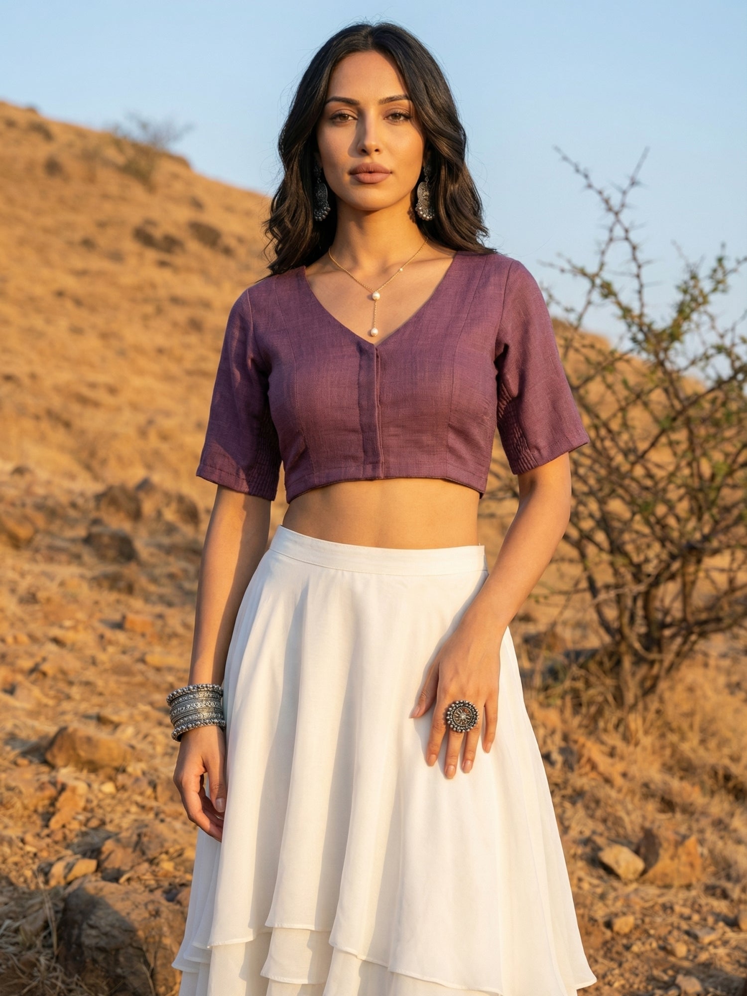 Cotton Blouse, Purple